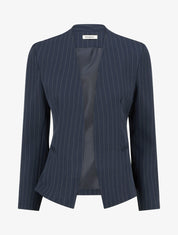 Blazer rayé à col droit - Marine - 1
