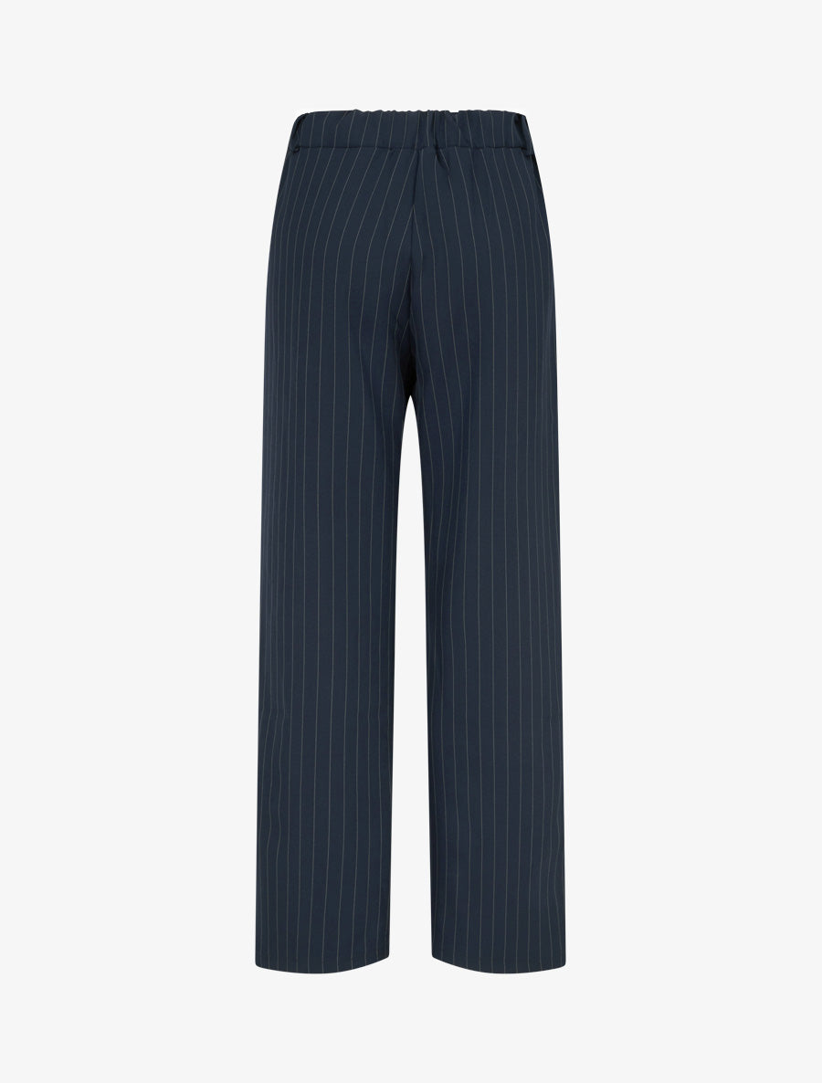 Pantalon rayé à taille élastiquée - Marine - 2
