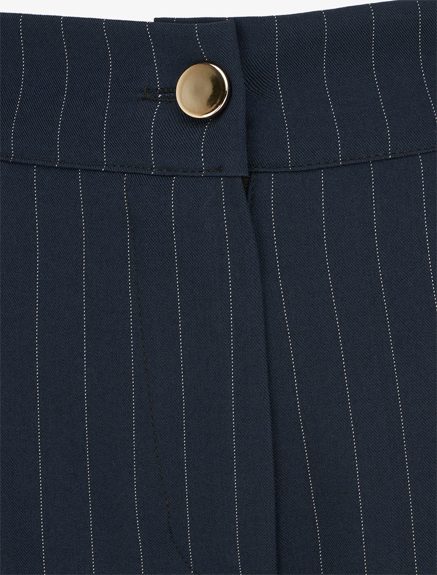 Pantalon rayé à taille élastiquée - Marine - 3