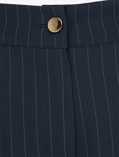 Pantalon rayé à taille élastiquée - Marine - 3
