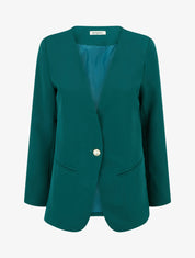 Blazer uni boutonné - Bleu canard - 1