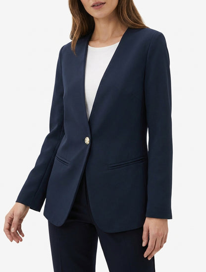 Effen blazer met knopen - Marine