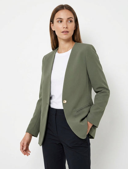 Effen blazer met knopen - Kaki