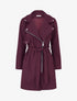 Manteau long à zip asymétrique ceinturé à la taille - Prune - 1