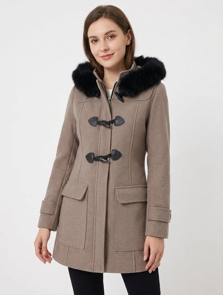 Effen duffelcoat met capuchon - Mol