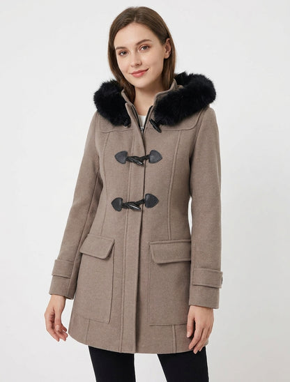 Effen duffelcoat met capuchon - Mol