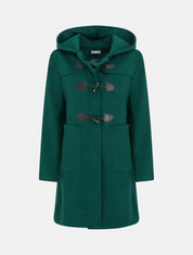Duffle-coat droit à capuche - Vert foncé - 1