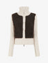 Gilet bicolore zippé à manches longues et col montant - Marron/blanc - 1