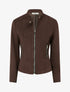 Veste en suédine à col montant et zip - Marron - 1