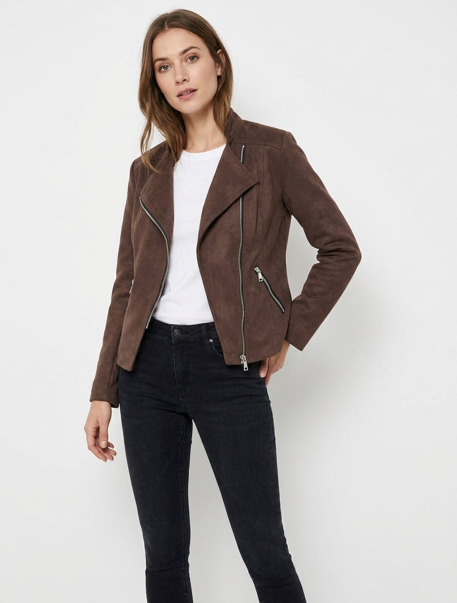 Perfecto-stijl jack in suèdine - Bruin