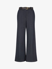 Pantalon ample à rayures - Marine - 1