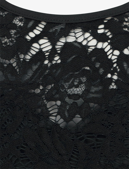 Robe portefeuille à buste dentelle - Noir - 3