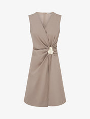 Robe sans manches à bijou floral - Taupe - 1