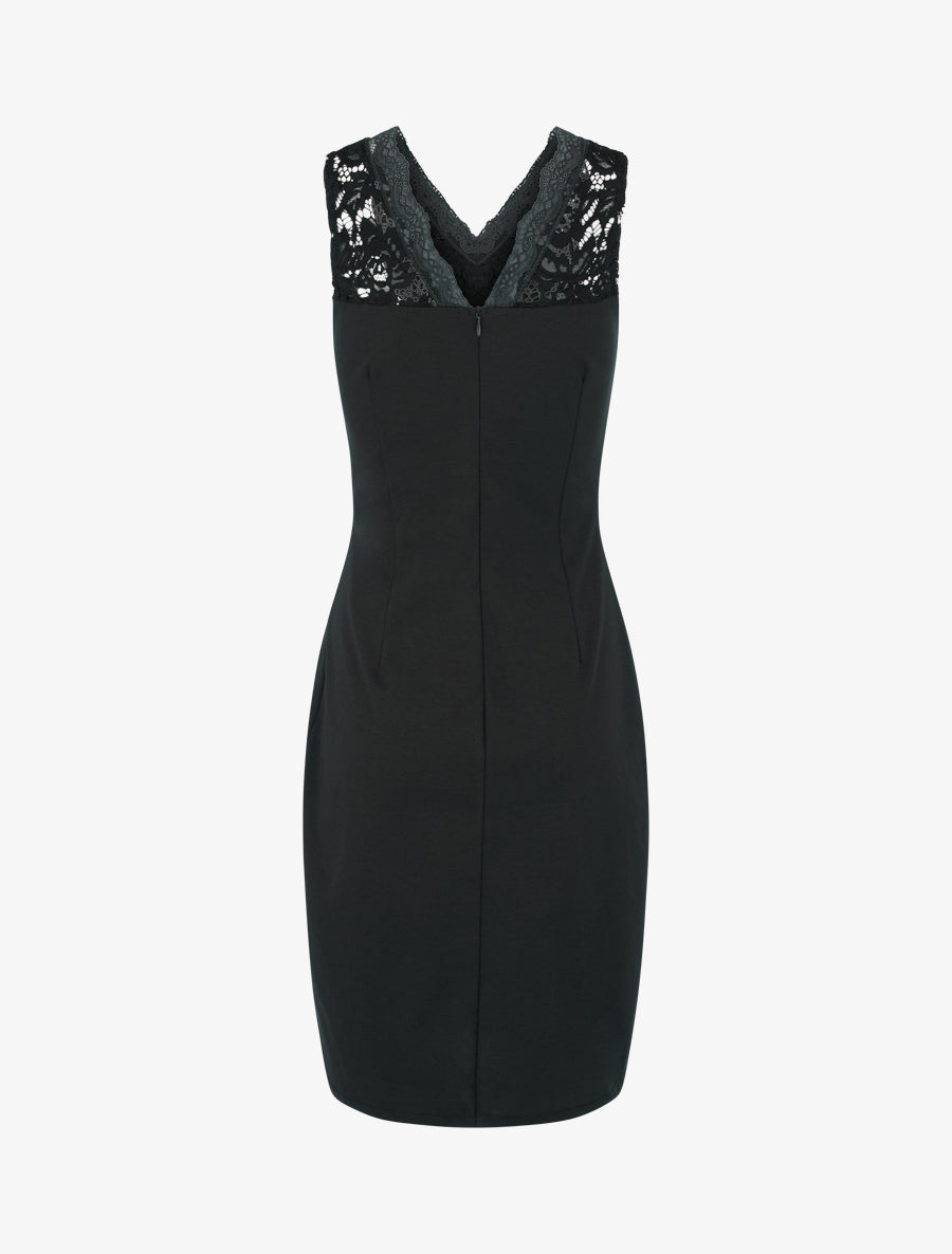Robe ajustée sans manches à buste dentelle - Noir - 2