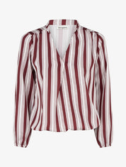 Blouse rayée satinée coupe boule - Bordeaux - 1