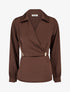 Blouse satinée à taille élastiquée - Marron - 1