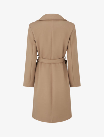 Manteau long croisé en laine mélangée - Camel - 2