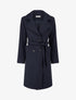 Manteau long croisé en laine mélangée - Marine - 1