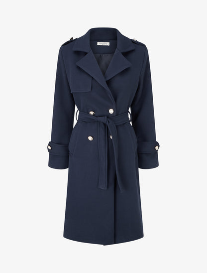 Manteau long à col cranté - Marine - 1