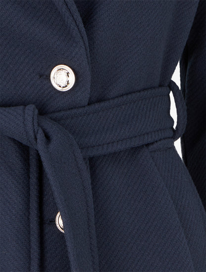 Manteau long à col cranté - Marine - 3