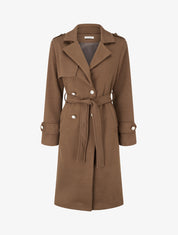 Manteau long à col cranté - Marron - 1