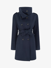 Manteau long à col montant - Marine - 1