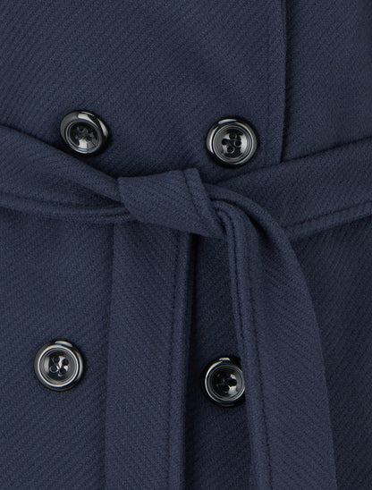 Manteau droit en laine mélangée - Marine - 3