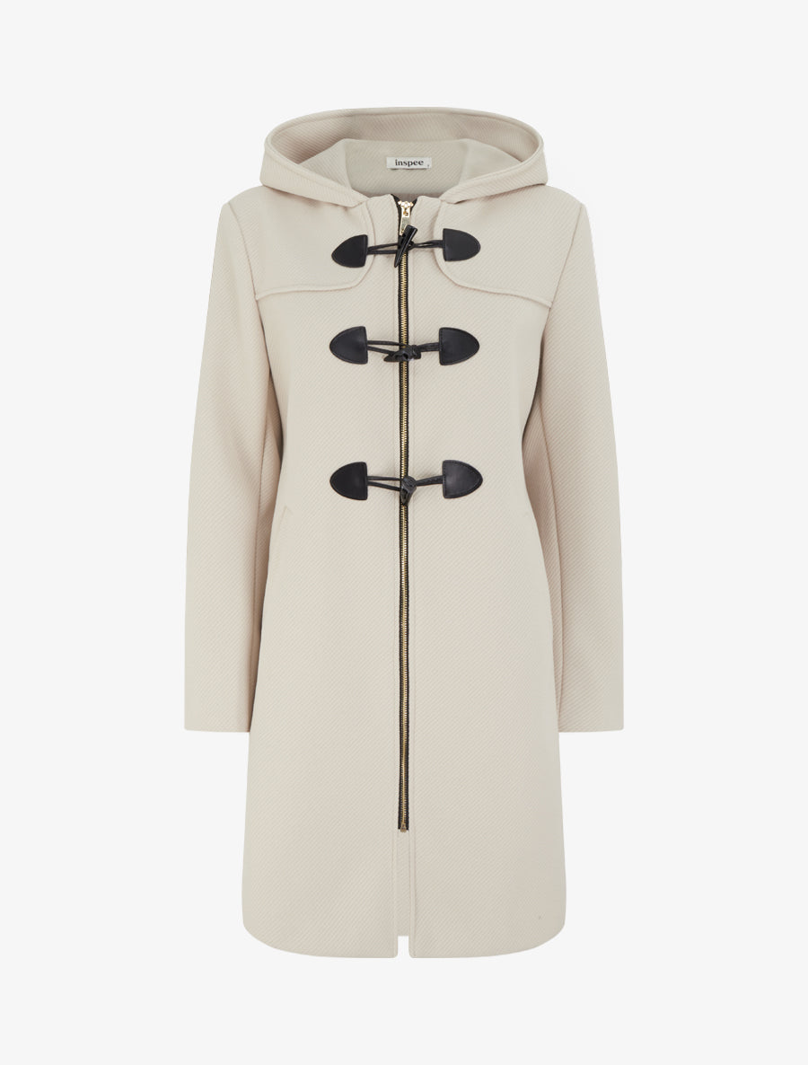 Duffle-coat uni à capuche - Crème - 1