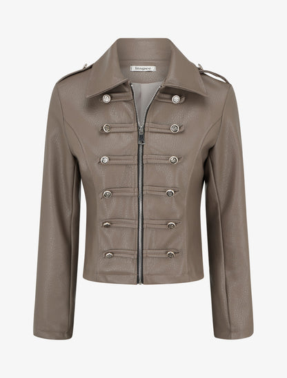 Veste simili style officier - Taupe - 1