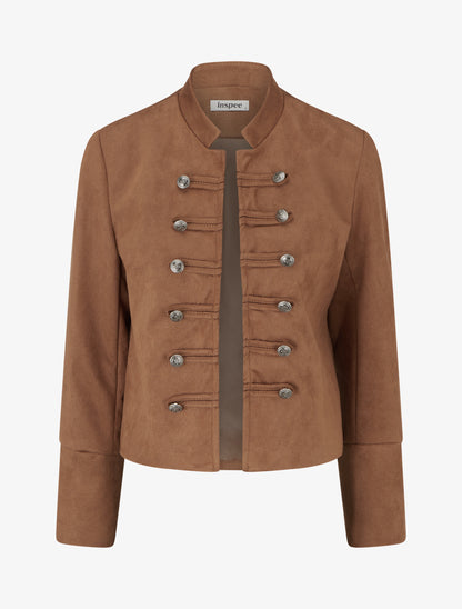 Veste suédine style officier - Camel - 1