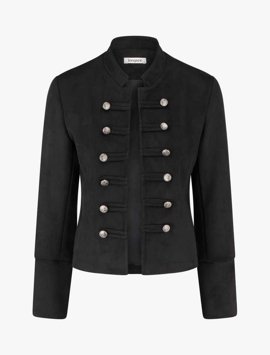 Veste suédine style officier - Noir - 1