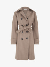 Manteau long croisé basique - Taupe - 1