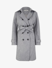 Manteau long croisé basique - Gris clair - 1