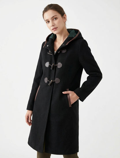 Dufflecoat met contrasterende sluitingen - Zwart