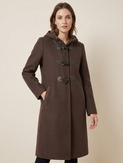 Dufflecoat met contrasterende sluitingen - Bruin