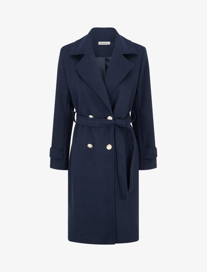 Manteau droit à col cranté - Marine - 1