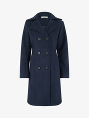 Manteau long croisé coupe droite - Marine - 1