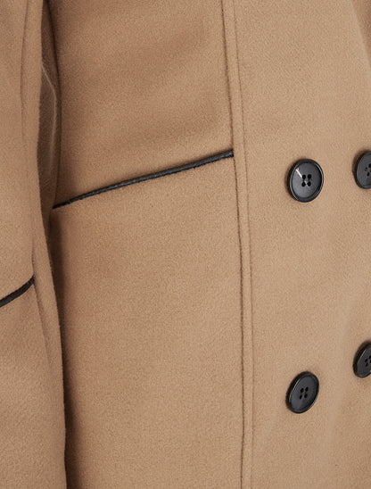 Manteau long croisé coupe droite - Camel - 3