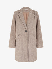 Manteau boutonné imprimé chevron - Camel - 1