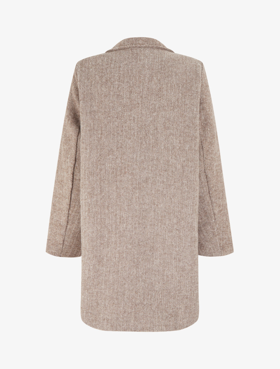 Manteau boutonné imprimé chevron - Camel - 2