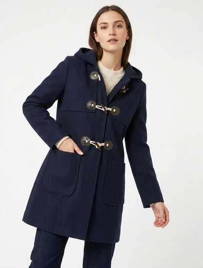 Lange rechte duffelcoat - Marine