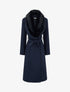 Manteau à col en fourrure synthétique amovible - Marine - 1
