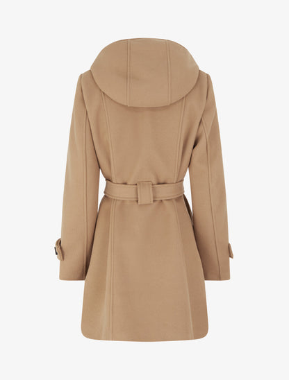Manteau droit à capuche amovible - Camel - 2
