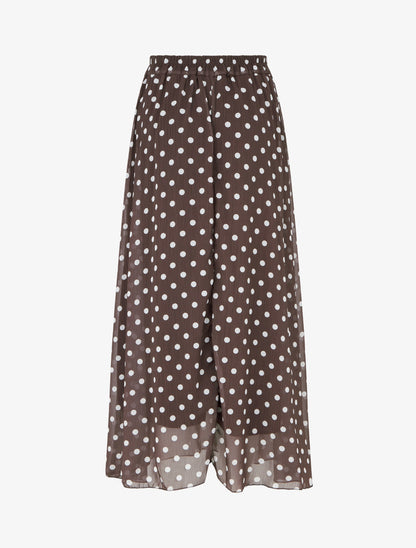 Jupe longue élastiquée à pois - Marron - 2