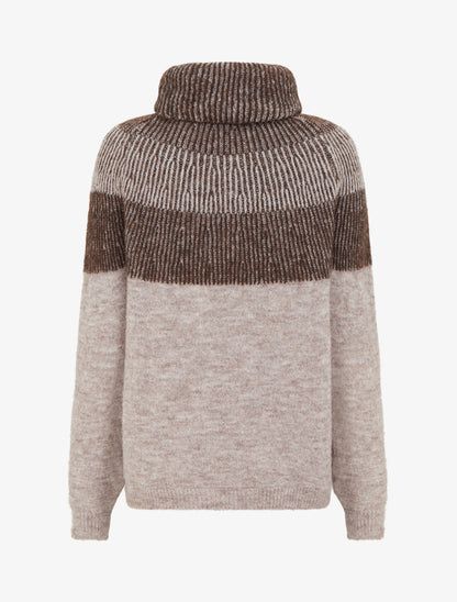 Pull en maille à col roulé - Taupe - 2