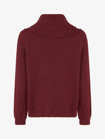 Pull en laine mélangée à col roulé - Bordeaux - 2