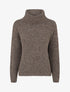 Pull uni en maille à col roulé - Marron clair - 1