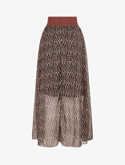 Jupe longue en voile imprimé cubes - Noir - 2