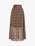 Jupe longue en voile imprimé cubes - Marron - 5