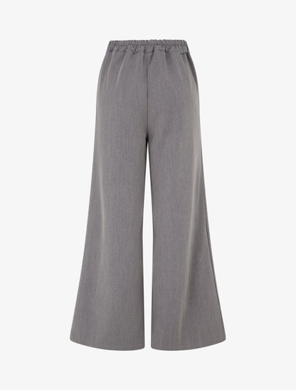 Pantalon ample taille haute élastiquée - Gris foncé - 2